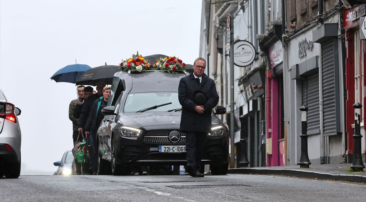 The funeral procession of Oleksandr Zhyvytskyi at the top of Shandon Street. Picture: Jim Coughlan