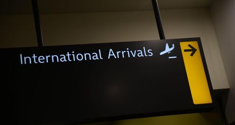 Airport signage for international arrivals