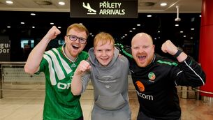 <p>Republic of Ireland Fans In Prague ahead of the 2026 FIFA World Cup Play-Off semi-final, Prague. Pic: INPHO/Ryan Byrne</p>