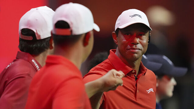 <p>Tiger Woods returned to action with his Jupiter Links team at the TGL final. Pic: AP Photo/Rebecca Blackwell)</p>