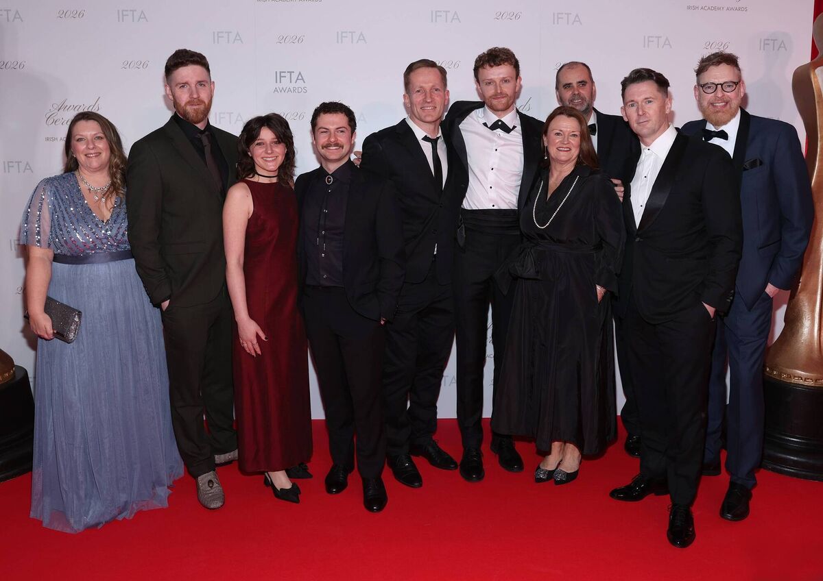 Stars from The Young Offenders pictured at the IFTA Awards 2026 at the Dublin Royal Convention Centre. Picture: Brian McEvoy Stars from The Young Offenders pictured at the IFTA Awards 2026 at the Dublin Royal Convention Centre. Picture: Brian McEvoy