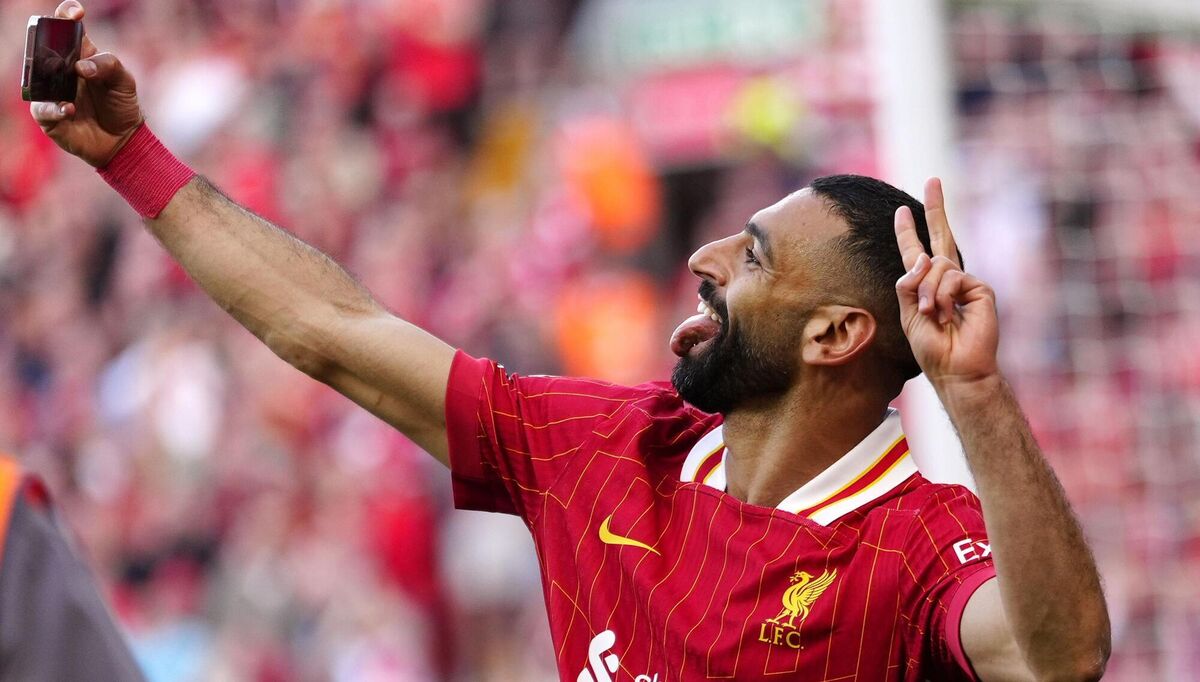 File photo dated 27-04-2025 of Liverpool's Mohamed Salah celebrating a goal. Photo: Peter Byrne/PA Wire. File photo dated 27-04-2025 of Liverpool's Mohamed Salah celebrating a goal. Photo: Peter Byrne/PA Wire.