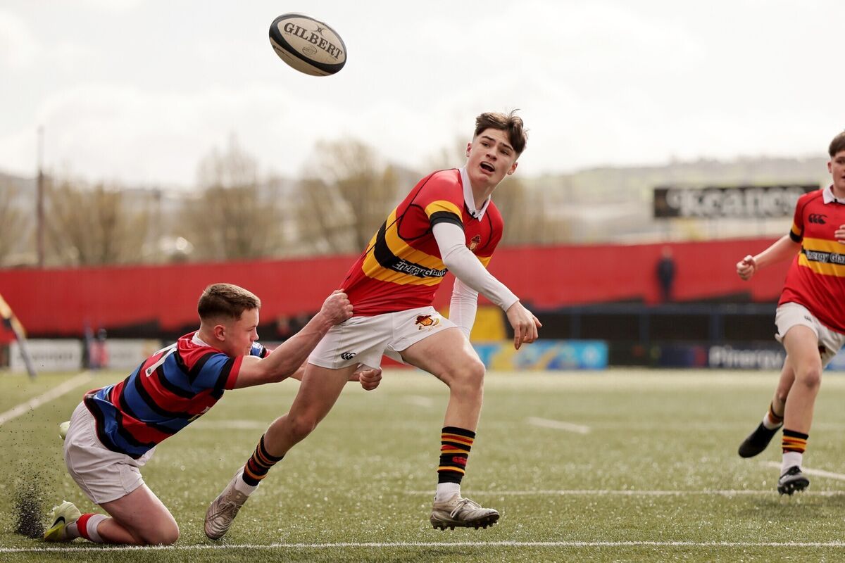Christian Brothers College's Rory Barry and Rory Jones of St Munchin's Pic: Laszlo Geczo/Inpho