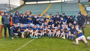 <p>SILVERWARE AT LAST: Tralee CBS celebrate a comprehensive seven-point win over St Brendan's of Killarney in the Dunlue Cup final</p>