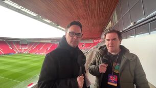 <p>Brendan O'Brien and John Fallon in the Fortuna Arena</p> <p>Brendan O'Brien and John Fallon in the Fortuna Arena</p>