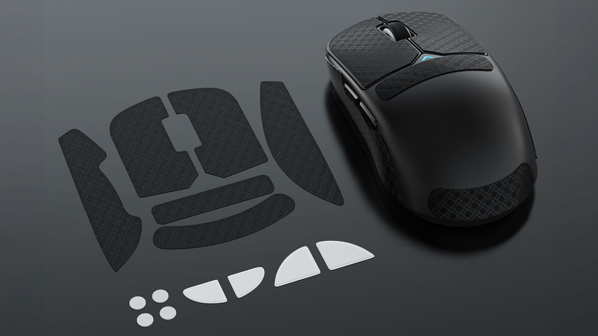 Self-adhesive grip pads improve control and comfort, especially during longer sessions. Picture: QPAD. Self-adhesive grip pads improve control and comfort, especially during longer sessions. Picture: QPAD.