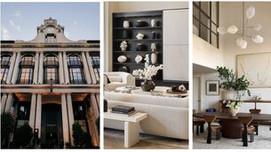 <p>The Whiteley, London, now a residential and hospitality hub. Right, interior design at the duplex residence, designed by Maolíosa Murray.</p>