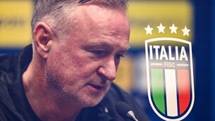 <p>Manager Michael O'Neill during a Northern Ireland press conference at Stadio di Bergamo. Pic: Ben McShane/Sportsfile</p>