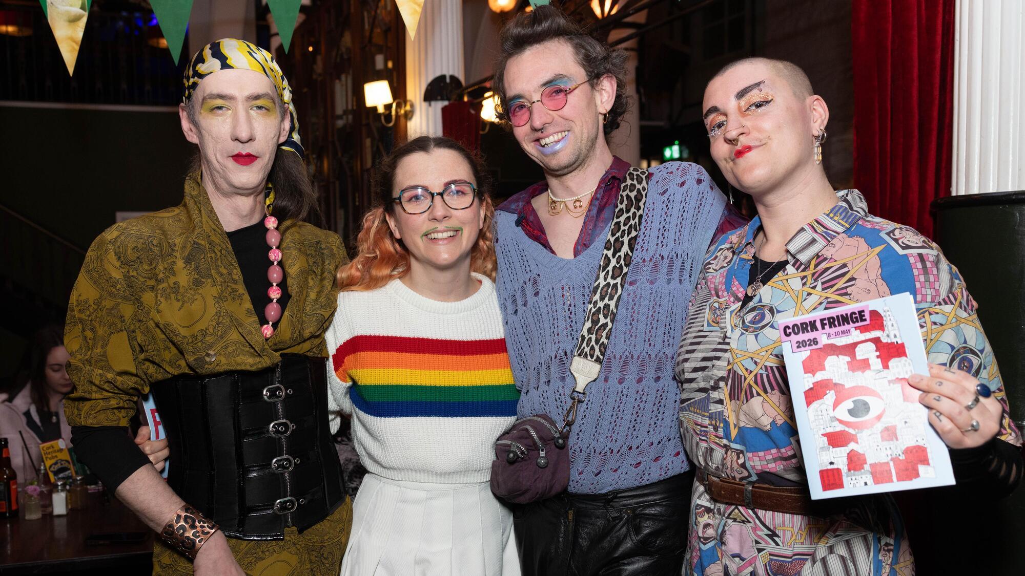 Jean Mc Mahon, Moss Russell, Jude O’Neill and Mads, at the launch of the Cork Fringe Festival at the Bodega. Pictures: Darragh Kane