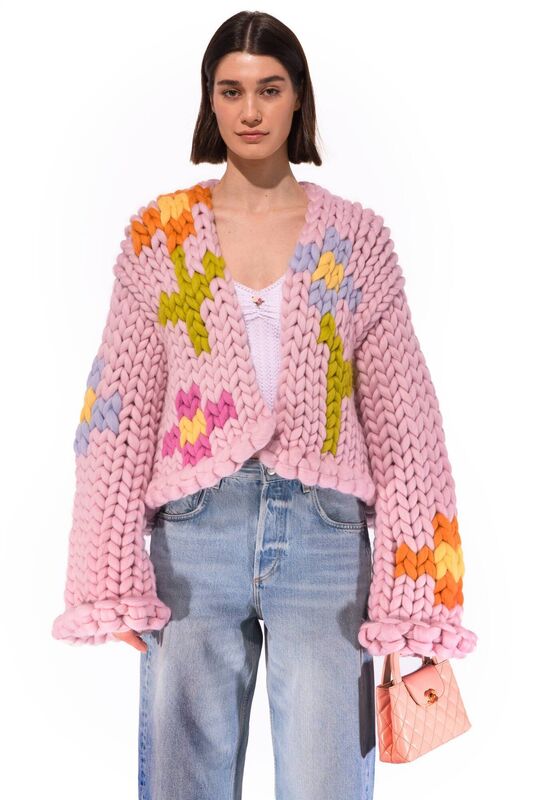 The Wildflower Colossal Knit Cardigan, pictured, is priced at £440, hopemacaulay.com The Wildflower Colossal Knit Cardigan, pictured, is priced at £440, hopemacaulay.com