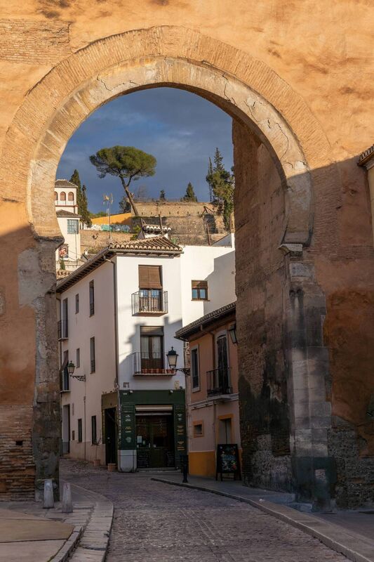 The ancient Moorish Puerta de Elvira in Granada. The ancient Moorish Puerta de Elvira in Granada.