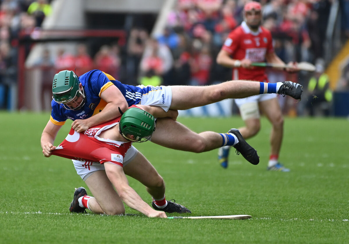 Cork's Seamus Harnedy tussles with Tipperary's Sam O'Farrell last summer. Picture: Eddie O'Hare