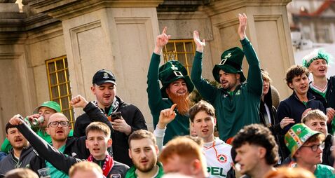 A view of Ireland fans in the Old Town Square ahead of the match 26/3/2026