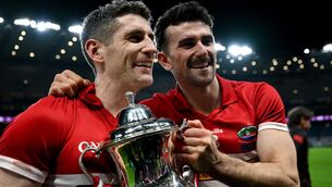 <p>MAESTROS: Paul Geaney, left, and Mark O'Connor of Dingle celebrate with the Andy Merrigan Cup after winning the Club SFC at Croke Park. Pic: Ray McManus/Sportsfile</p> <p>MAESTROS: Paul Geaney, left, and Mark O'Connor of Dingle celebrate with the Andy Merrigan Cup after winning the Club SFC at Croke Park. Pic: Ray McManus/Sportsfile</p>