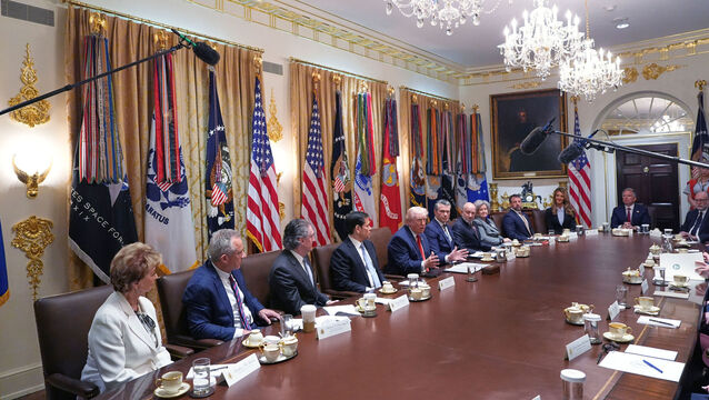 <p>President Donald Trump speaks during a Cabinet meeting at the White House, Thursday, March 26, 2026, in Washington. (AP Photo/Alex Brandon)</p>