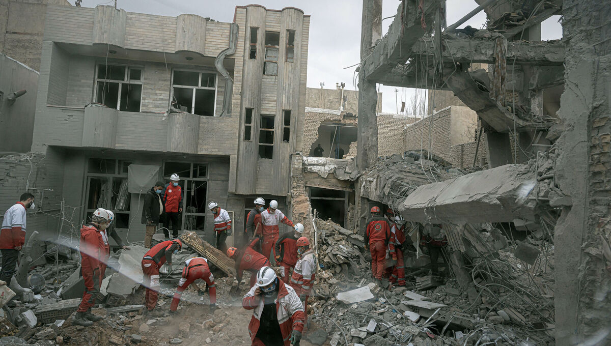 First responders inspect the remains of a residential building hit in an overnight strike during the US-Israeli military campaign in Tabriz, East Azerbaijan Province, northwestern Iran. Picture: Matin Hashemi/AP First responders inspect the remains of a residential building hit in an overnight strike during the US-Israeli military campaign in Tabriz, East Azerbaijan Province, northwestern Iran. Picture: Matin Hashemi/AP