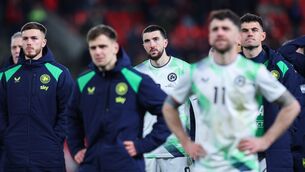 <p>DOWN AND OUT: Ireland’s Finn Azaz dejected after losing to the penalty shootout. Pic: INPHO/Ryan Byrne</p>
