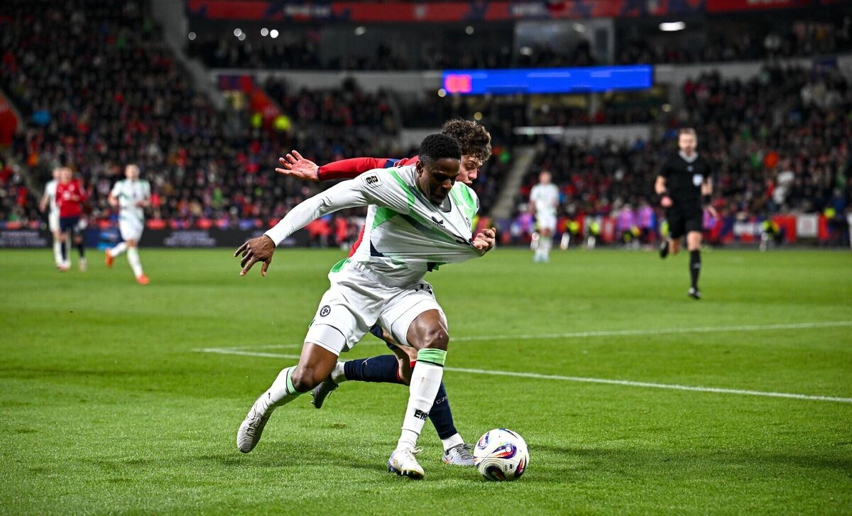 Chiedozie Ogbene shone on the wing, posing a serious threat going forward for Ireland. Pic: Seb Daly/Sportsfile