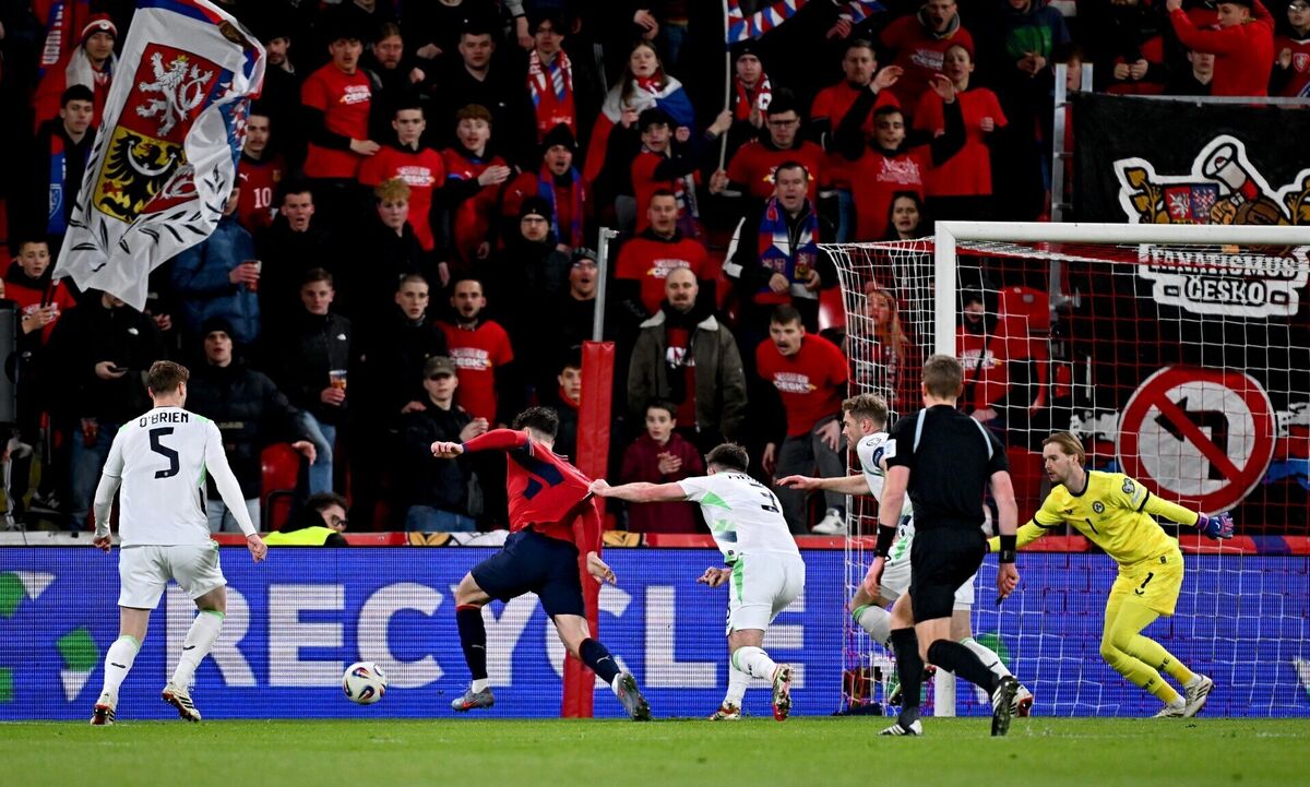 DECISIVE: Ladislav Krejčí of Czechia is fouled by Ryan Manning to award the hosts a penalty, and a way back into the contest. Pic: Seb Daly/Sportsfile DECISIVE: Ladislav Krejčí of Czechia is fouled by Ryan Manning to award the hosts a penalty, and a way back into the contest. Pic: Seb Daly/Sportsfile