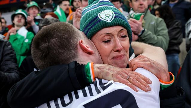 <p>Ireland's Jimmy Dunne with his mother Sharon after the match. Pic: INPHO/Ben Brady</p>