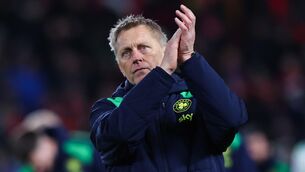 <p>Ireland's Manager Heimir Hallgrímsson applauds fans after the Ireland game. Pic: INPHO/Ryan Byrne</p>