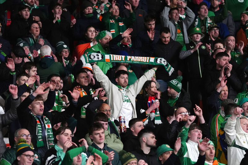 Loyal to the end: Republic of Ireland fans applaud the players following defeat in their 2026 Fifa World Cup play-off semi-final against Czechia. Picture: Adam Davy/PA Loyal to the end: Republic of Ireland fans applaud the players following defeat in their 2026 Fifa World Cup play-off semi-final against Czechia. Picture: Adam Davy/PA
