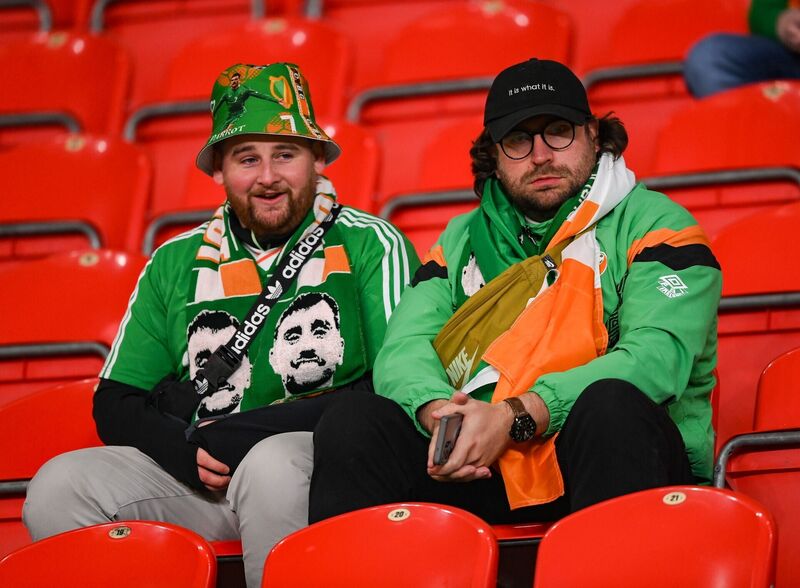 Irish fans sit in the stands in disbelief. Pic: Stephen McCarthy/Sportsfile Irish fans sit in the stands in disbelief. Pic: Stephen McCarthy/Sportsfile