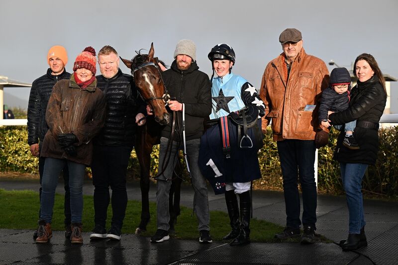 Champion Bishopton with the team post-victory at Dundalk. Pic: Healy Racing