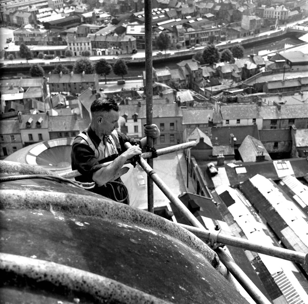 The 300-year-old Cork icon needs regular maintenance including the work captured here in an August 1959 photo. Picture: Irish Examiner Archive