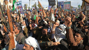 <p>Houthi supporters shout slogans during a rally against Israel and the United States’ war in Iran, in Sanaa (Osamah Abdulrahman/AP)</p> <p>Houthi supporters shout slogans during a rally against Israel and the United States’ war in Iran, in Sanaa (Osamah Abdulrahman/AP)</p>