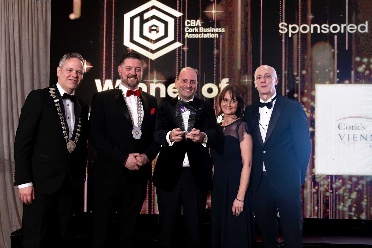 Michael Magner and Seamus Healy, Vienna Woods Hotel, pictured receiving the award for Best Cork Hotel from Dave O'Brien, and Cliona Barnes, CBA, and sponsor Eoghan Murphy of IHF Cork. Michael Magner and Seamus Healy, Vienna Woods Hotel, pictured receiving the award for Best Cork Hotel from Dave O'Brien, and Cliona Barnes, CBA, and sponsor Eoghan Murphy of IHF Cork.