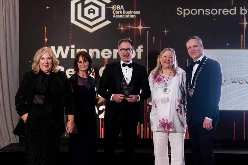 Wyon Stansfield and Jan Miller, Pinocchio's Toys & Gifts, pictured receiving the Best in Retail award from sponsor Julie Evans of Opera Lane, and Cliona Barnes and Dave O'Brien, CBA. Wyon Stansfield and Jan Miller, Pinocchio's Toys & Gifts, pictured receiving the Best in Retail award from sponsor Julie Evans of Opera Lane, and Cliona Barnes and Dave O'Brien, CBA.