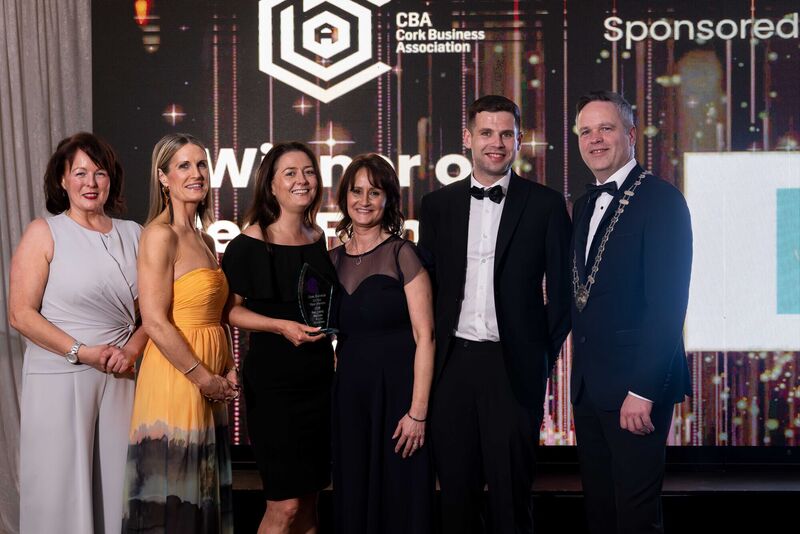 Tara Buckley, Valerie Barry and Ian Clarke, St Luke's Wine Tavern, receiving the Best Family Business Award from sponsor Noreen Walsh of AIB, with Cliona Barnes and Dave O'Brien, CBA. Tara Buckley, Valerie Barry and Ian Clarke, St Luke's Wine Tavern, receiving the Best Family Business Award from sponsor Noreen Walsh of AIB, with Cliona Barnes and Dave O'Brien, CBA.