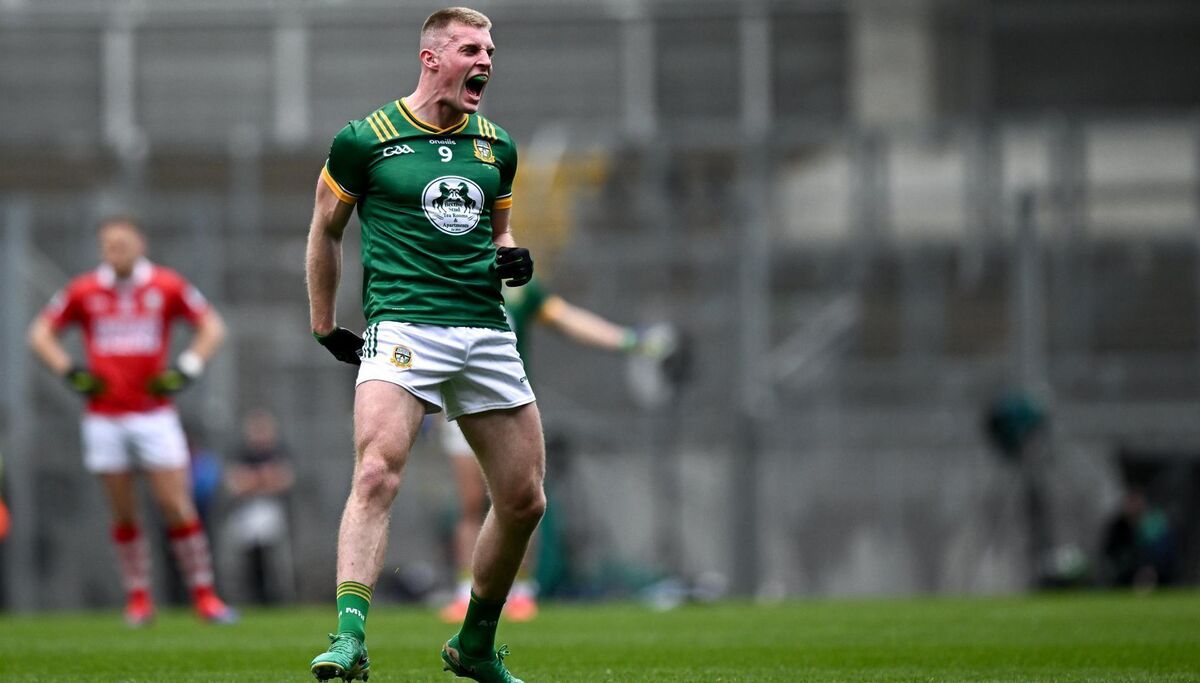 Jack Flynn of Meath reacts during the Allianz Football League Division 2 final match against Cork at Croke Park . Pic: Seb Daly/Sportsfile