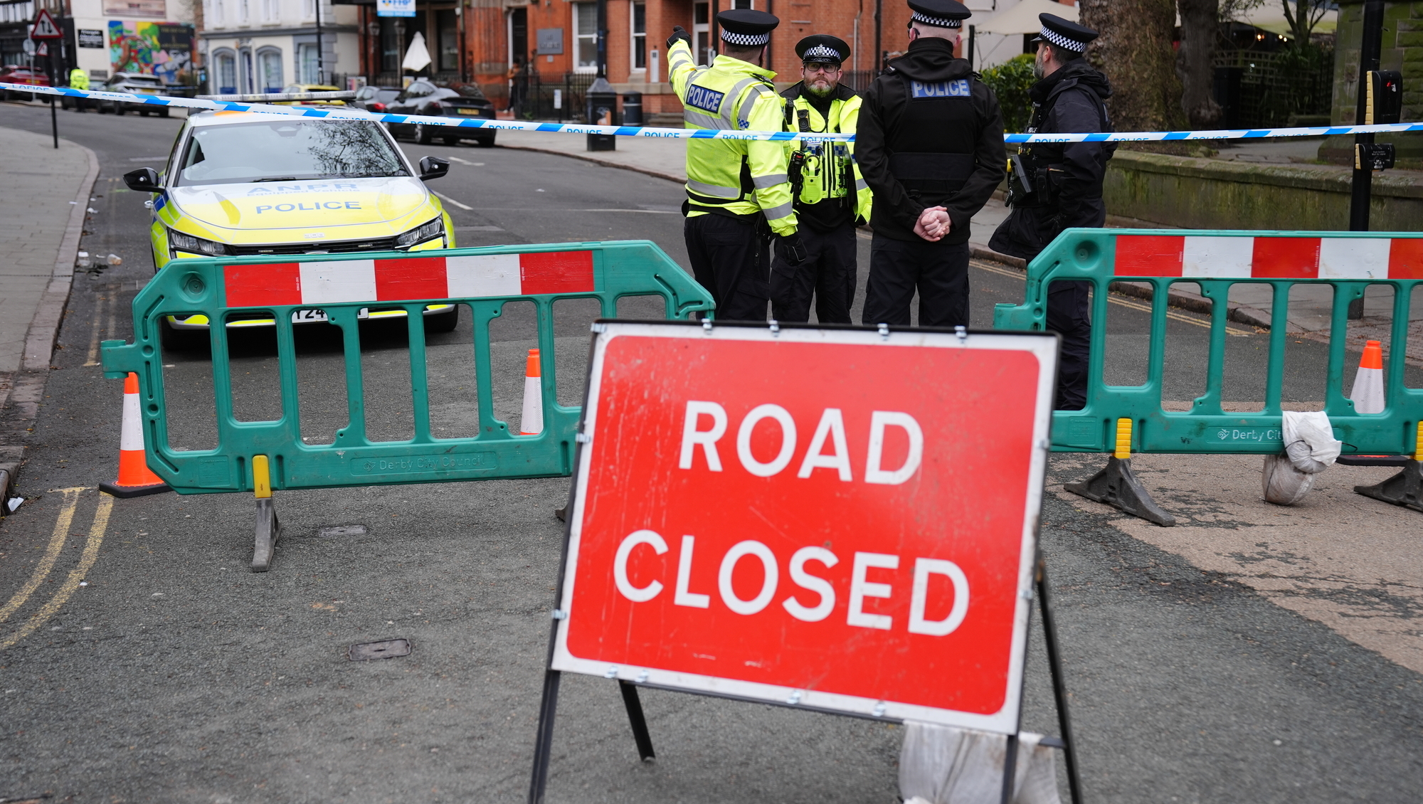 Counter terrorism officers assisting after pedestrians hit by car in English city