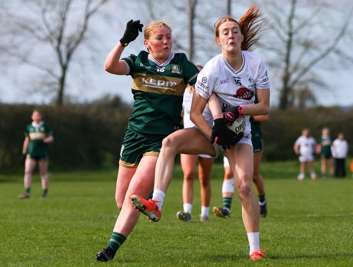 Kildare's Alannah Prizeman with Leah McMahon of Kerry. Pic: ©INPHO/Grace Halton