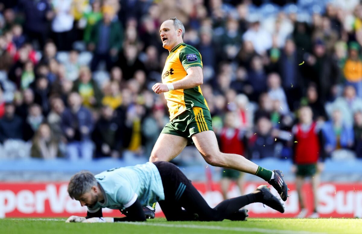 Kerry's Shane Murphy reacts after Michael Murphy of Donegal shoots to score his side's second goal of the match. Pic: ©INPHO/Tom Maher
