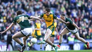 <p>Donegal's Conor O'Donnell shoots to score his side's first goal of the match. Pic: ©INPHO/Tom Maher</p> <p>Donegal's Conor O'Donnell shoots to score his side's first goal of the match. Pic: ©INPHO/Tom Maher</p>
