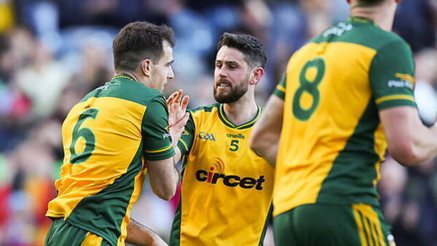 Caolan McGonagle celebrates after scoring his side's third goal of the match with Ryan McHugh  29/3/2026