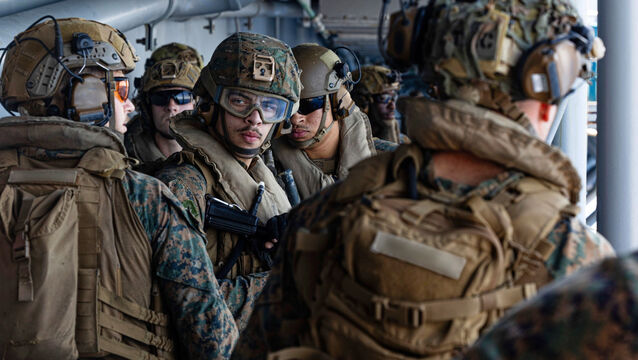 <p>Thousands of US marines are heading to the Middle East (US Central Command via AP)</p>