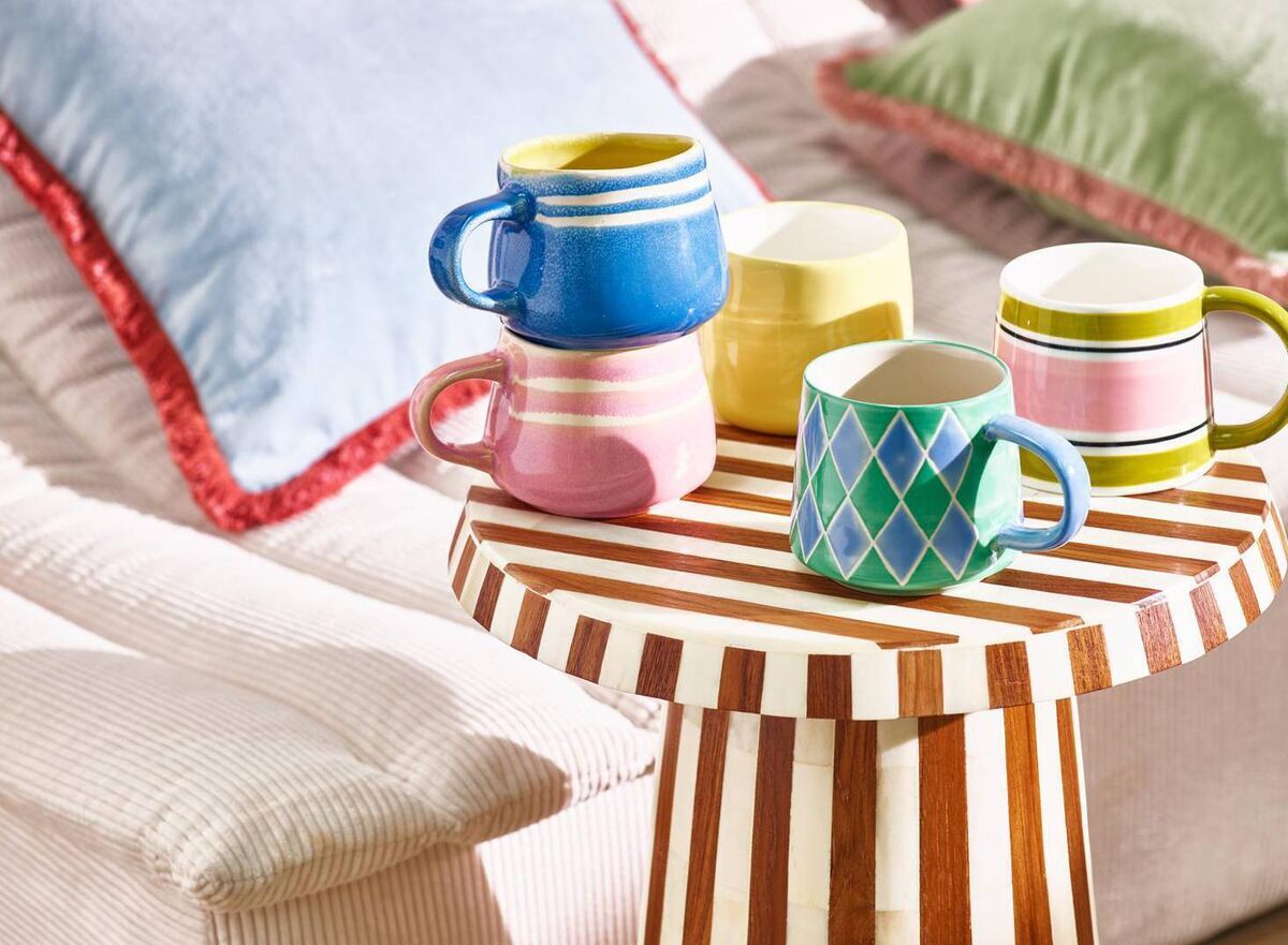 Green &amp; Blue Harlequin Diamond mug, Oliver Bonas, £12.50 (€14.41). 