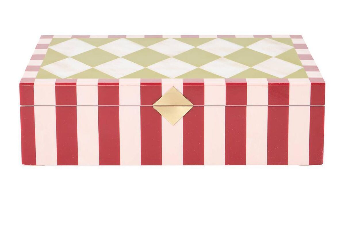 Resin Harlequin diamond jewellery box, Oliver Bonas, €57.04.
