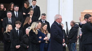 <p> The coffin is shouldered from the church after requiem mass at the funeral of Marie Keane at the Church of the Resurrection, Farranree, Cork. Picture: Larry Cummins</p>