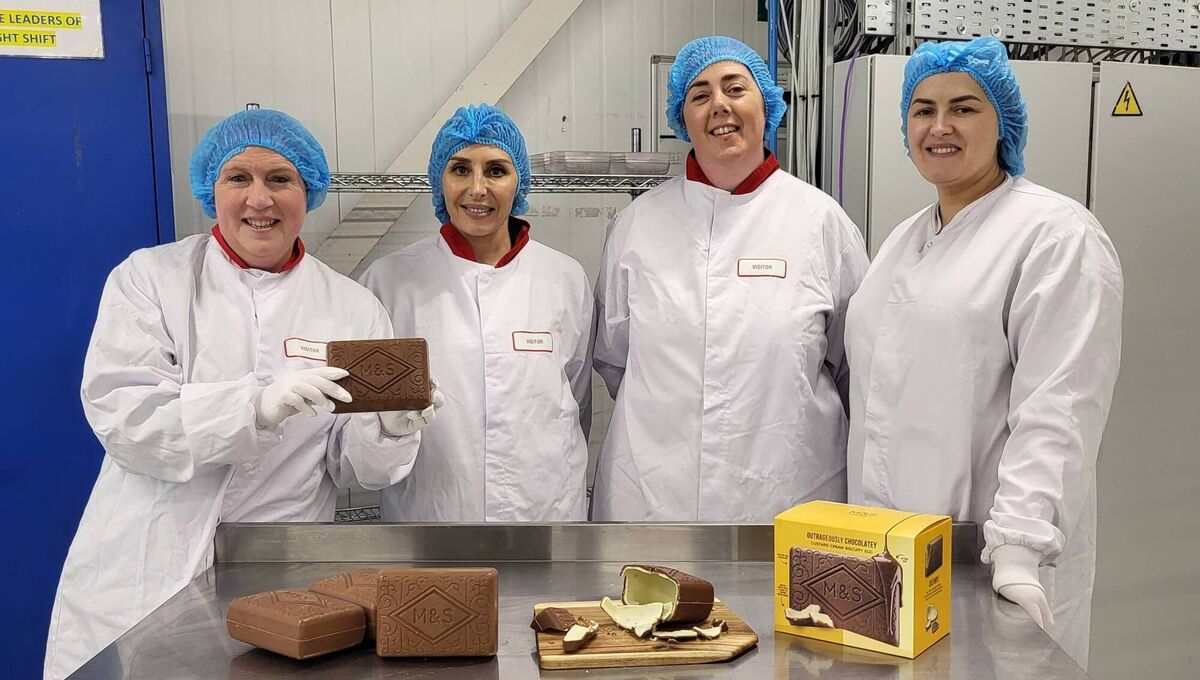 L-R: Director of New Product Development at Lír Chocolates, Mary O’Rourke, Innovation Controller at Lír Chocolates, Nadine Rozario, Michelle Allen with M&amp;S Ireland and Process Development Manager, Eimante Rimidyte. 