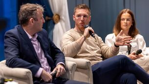 <p>Dylan Beirne speaking at last night's Golf Ireland Season Launch in Carton House. Photo: Morgan Treacy / Inpho</p>