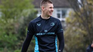 <p>SAM'S THE MAN? Sam Prendergast arrives for Leinster training this week. Pic: INPHO/Gavin Cullen</p>