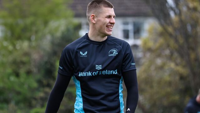 <p>SAM'S THE MAN? Sam Prendergast arrives for Leinster training this week. Pic: INPHO/Gavin Cullen</p>