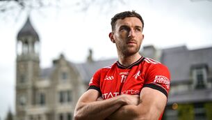 <p>Louth footballer Sam Mulroy during the launch of the 2026 Leinster GAA Senior Football Championships at Killashee Hotel in Naas. Pic: Ramsey Cardy/Sportsfile</p>