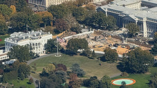 <p>The demolition of the East Wing and construction for the new ballroom at the White House in October. Picture: Katie Harbath via AP</p>