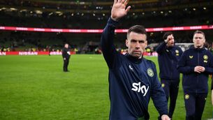 <p>IRISH GOODBYE? Seamus Coleman of Republic of Ireland waves to supporters. Pic: Stephen McCarthy/Sportsfile</p>